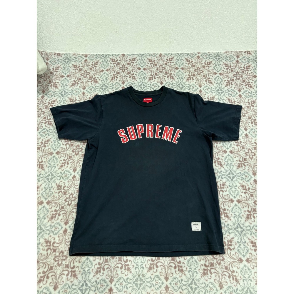 Supreme Arc Logo T-Shirt Mens Large Navy Blue Short Sleeve Cotton Tee 2867